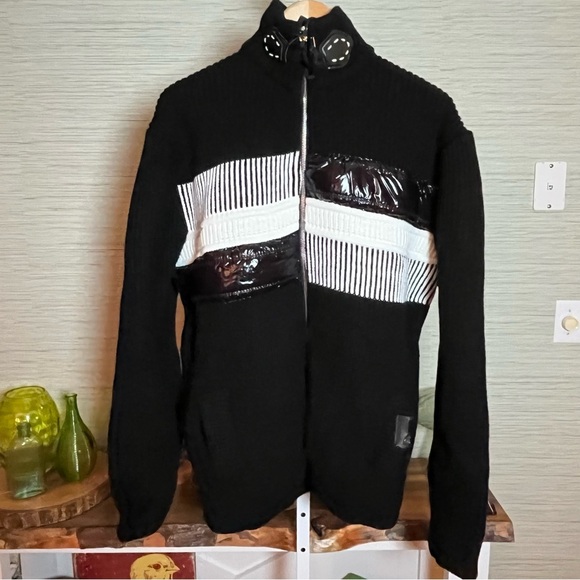LCR Black Edition Sweater Full Zip Cardigan Black Chunky Knit Men's Size XXL NWT - Picture 11 of 11
